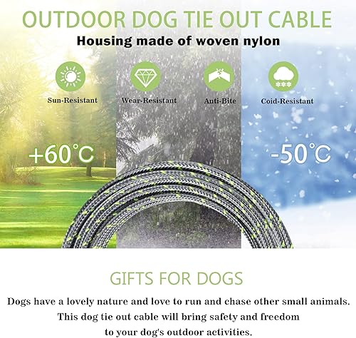 Miniatura 6 de Cable de amarre para perros de 10152030 pies para entrenamiento con gancho giratorio, cadenas reflectantes verdeazulmorado para perros exteriores