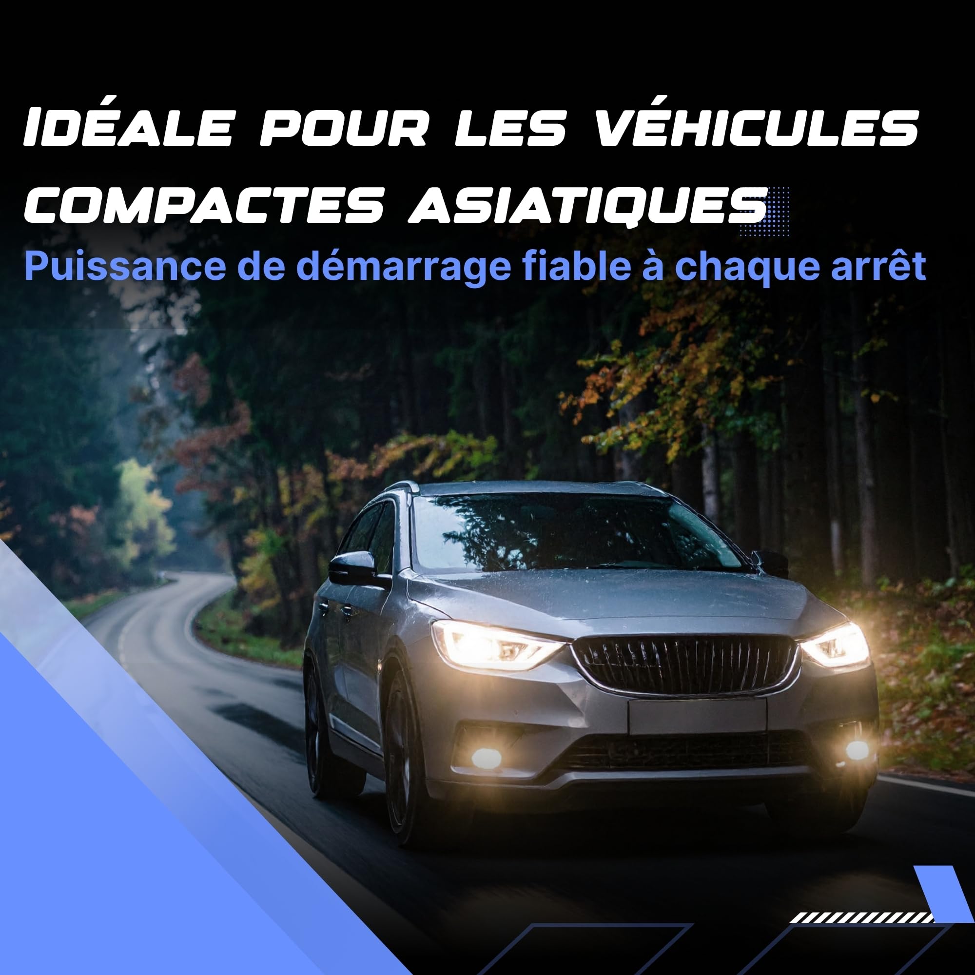 Batterie Voiture 12V 44Ah LB1 - Démarrage 440A - Format Compact pour citadine - Batterie Auto Sans Entretien - Remplacement Origine constructeur - Power Hexagone livraison rapide