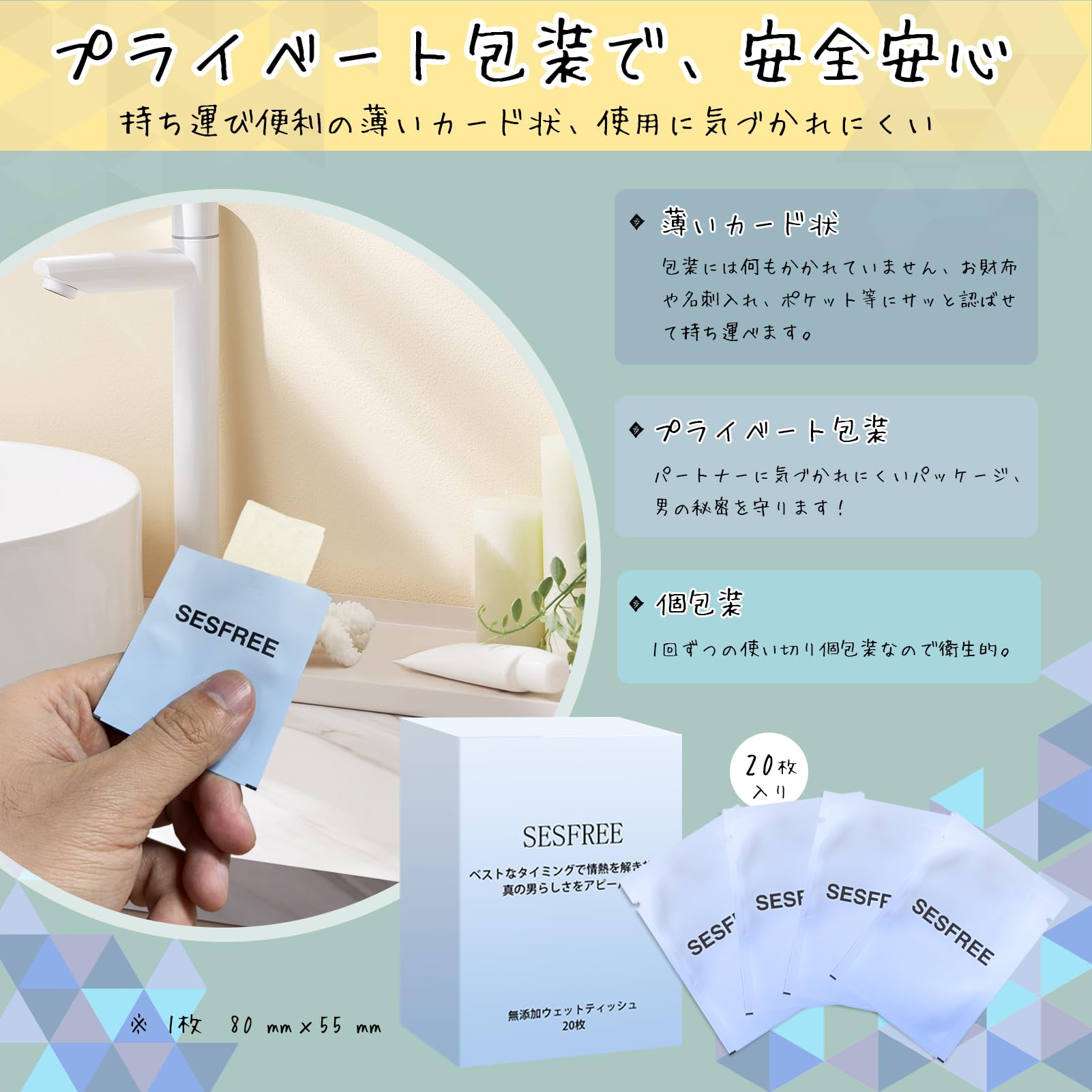 Amazon.co.jp: SESFREE 遅延用ウェットティッシュ 男性用 【20枚入り