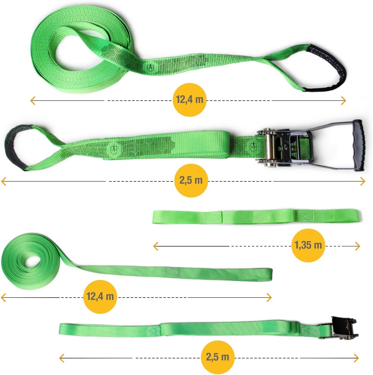 High Pulse Slackline Incl. Instrucciones | 15 m – Set de Slackline con Tensor, Protección de tensores, Cuerda Auxiliar para Principiantes, Protectores de árbol y Bolsa de Transporte