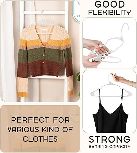 Miniatura 4 de LDC - Perchas de plástico blanco, paquete de 50  Perchas para ropa Colgar  Resistente, ahorro de espacio con ranuras para los hombros