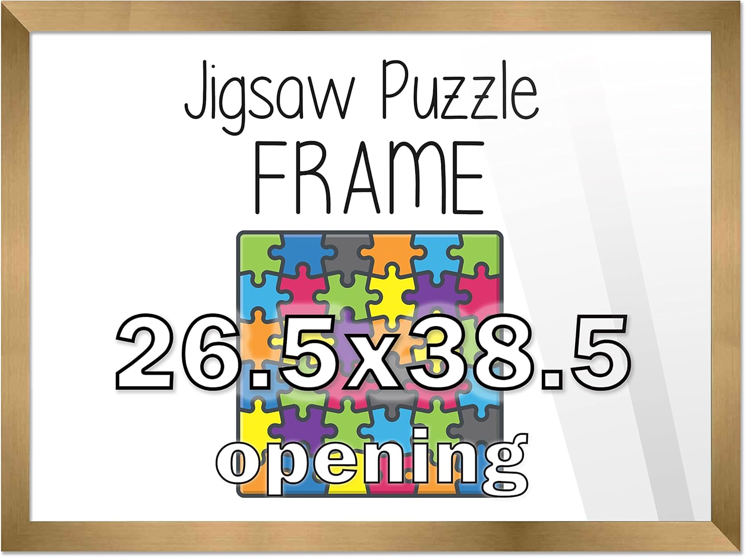 CountryArtHouse 26.5x38.5 Puzzle Frame Set with Peel & Stick Puzzle Glue Sheets Bronze Gold Wood Includes Acrylic Front, Foam Backing Board, and Wall Hardware