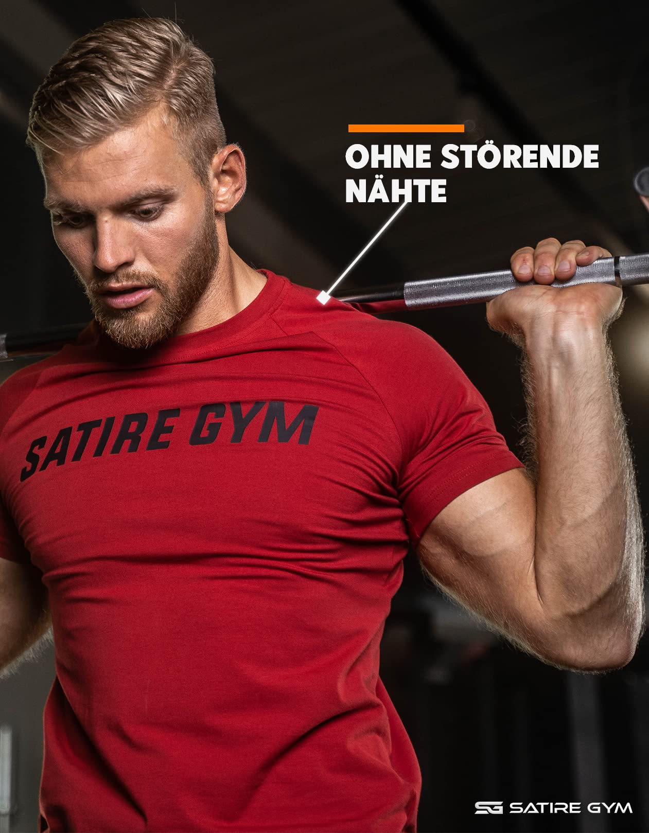 Satire Gym - Fitness Slim Fit T-shirt z bawełny, dopasowany i szybkoschnący strój sportowy dla mężczyzn – męska koszulka sportowa na siłownię i fitness