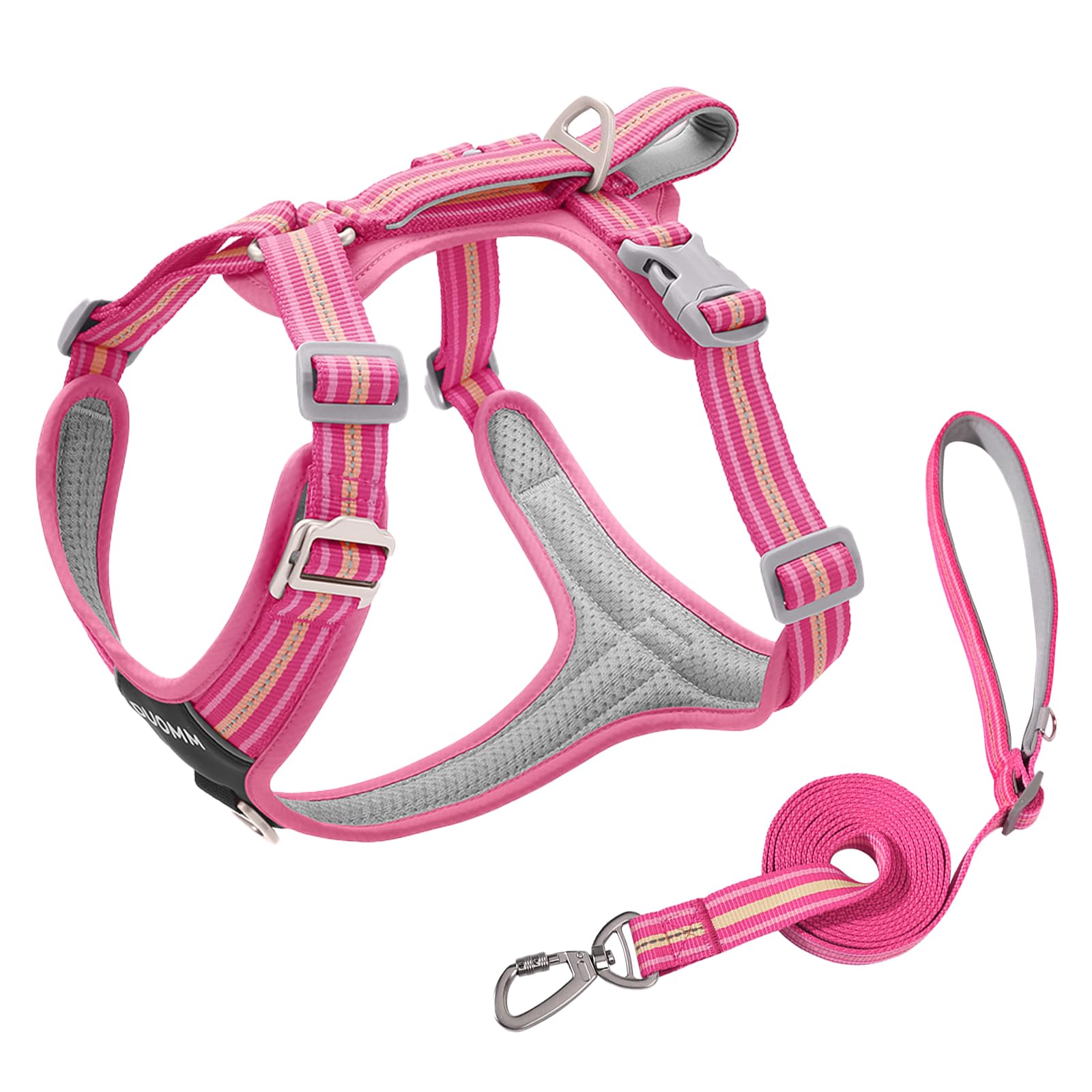 Juego de arnés y correa reflectante para perro, sin tirones, arnés de chaleco impermeable para mascotas con correa de 8.2ft / 2,5 m, gancho frontal y trasero de doble clip resistente, asa de