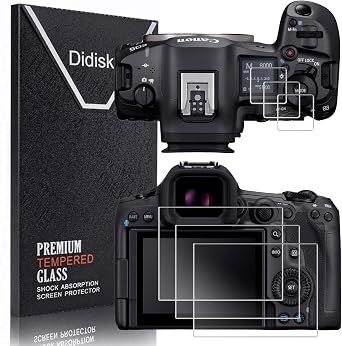 Didisky 6 Pack Screen Protector for Canon EOS R5 Mark II/EOS R5/EOS R5 C,Ultra Clear Tempered Glass, 3 Pcs Screen Protectors + 3 Pcs Top Screen Protectors