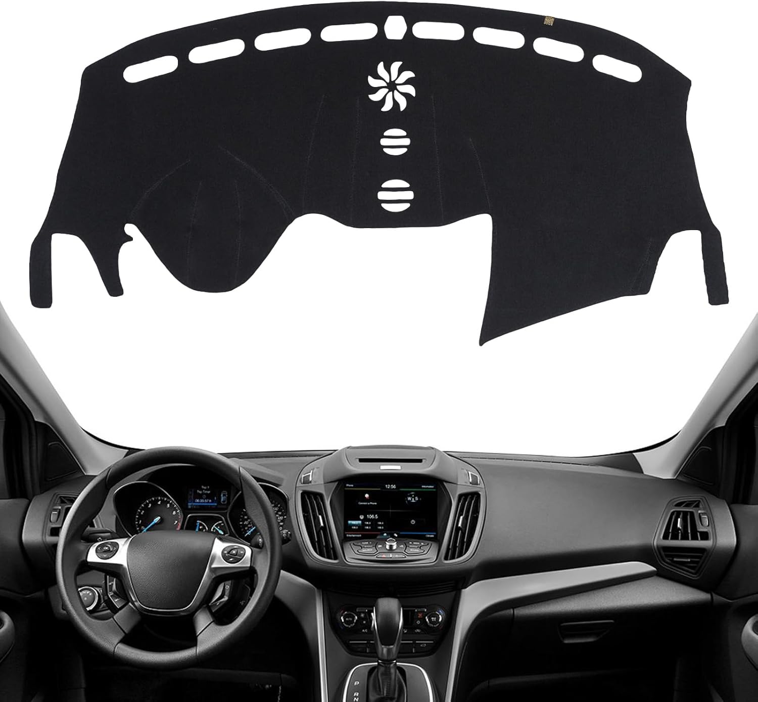 KEYOOG Dashboard Cover Dash Mat Fit for Fo-rd Escape 2019-2013 (Without HUD Models),Car Dash Board Mat Anti-Glare Carpet,Non-Slip Pad Sunshield Protector (Black)