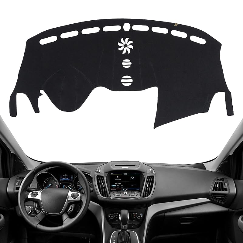 Capa para painel Dashboard Cover para Ford Escape 2013 a 2019 sem HUD, tapete anti-reflexo em poliéster preto KEYOOG