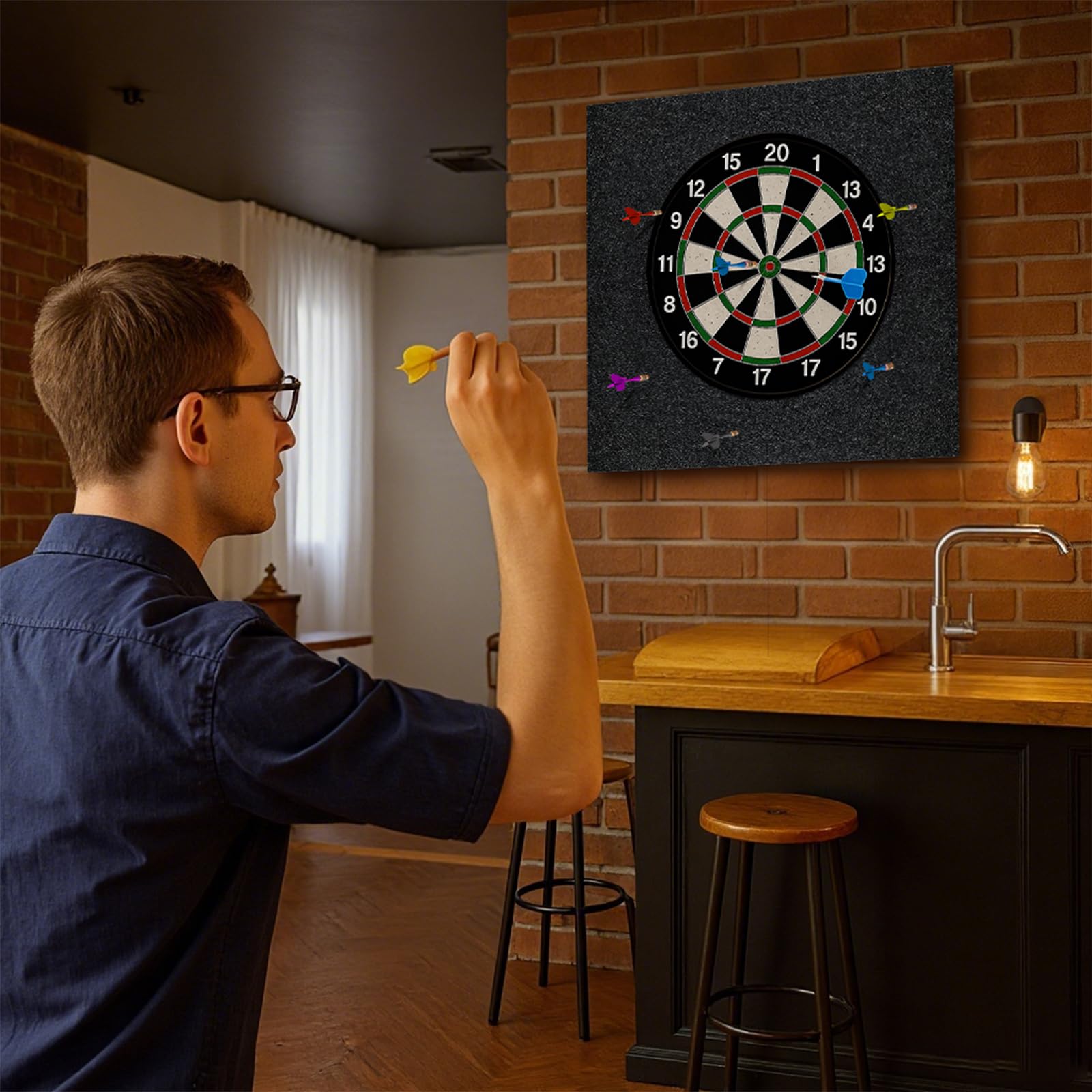 Protection Murale Pour Cible De Fléchettes, Protecteur De Cible Pour Protections Murales, Cadre De Jeu De Fléchettes Carré, Panneau Arrière épissé En EVA, Protecteur Mural épissé 6 Pièces