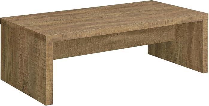 Nette 47 Inch Coffee Table with Rough Hewn Saw Marks- Wood- Natural Brown