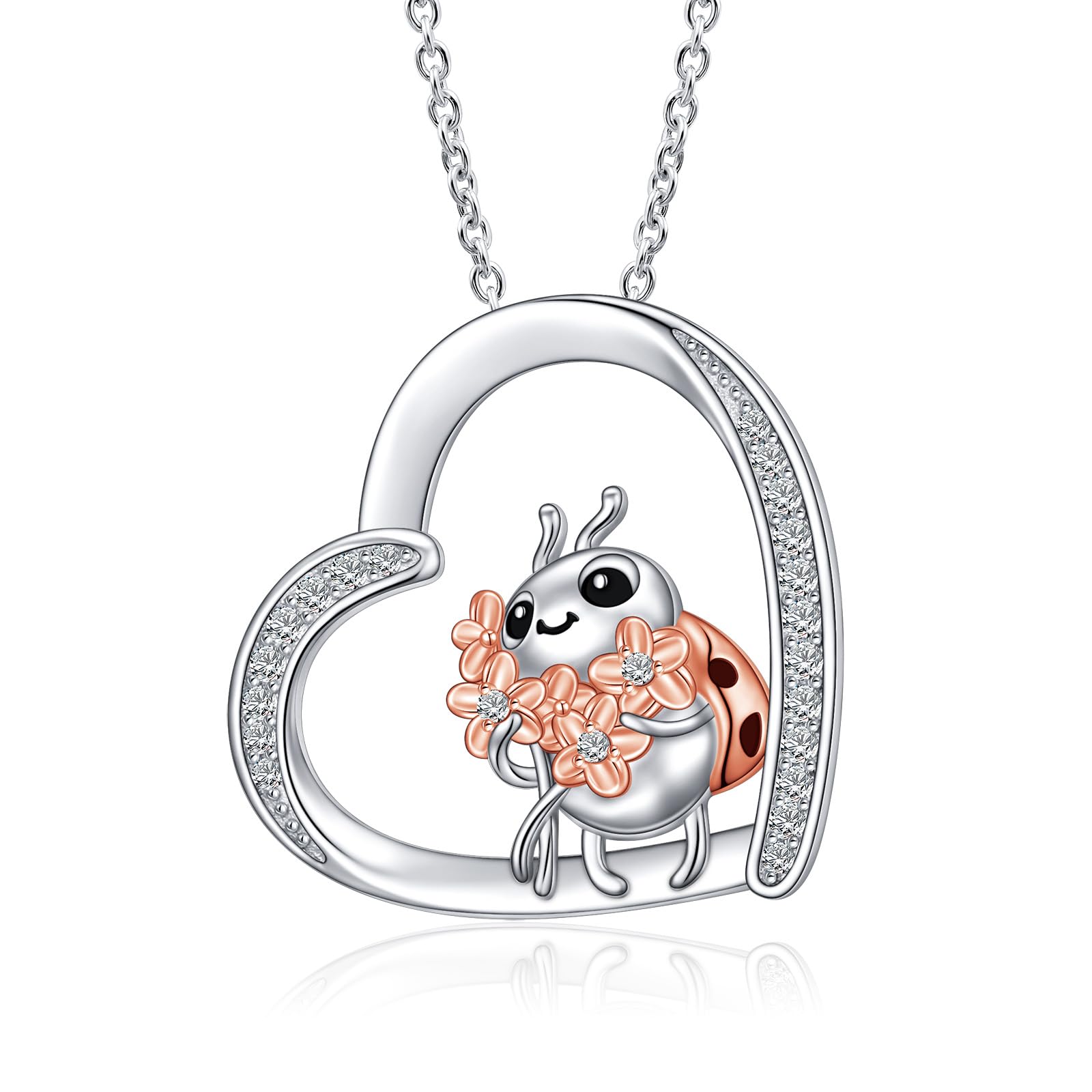 AlphmHeart Animal Necklace for Women 925 Sterling Silver Giraffe/Bunny/Squirrel/Panda/Hedgehog/Ladybug/Cat/Dachshund/Peacock Pendant Necklace Animal Jewelry Persents for Daughter Sister