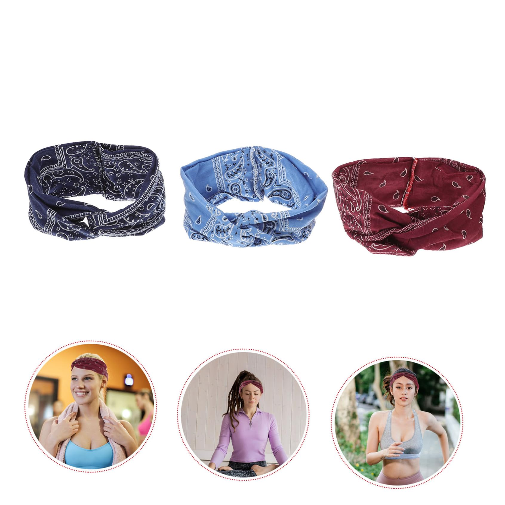 FRCOLOR 9 Unidades Cruz Diadema Ancha Diadema Yoga Diadema Ancha Ancha Bohemia Diadema Bandeau-Bandeau-Koch-cosplay Poliéster Spandex Sombreros Ancho