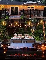 Vista 9 de Cadena de luces LED para exteriores de 100 pies de grado comercial resistente con 30 enchufes, 32 bombillas de plástico inastillables, incluye 2