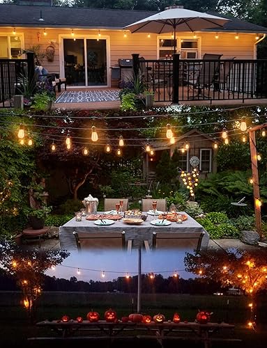 Miniatura 9 de Cadena de luces LED para exteriores de 100 pies de grado comercial resistente con 30 enchufes, 32 bombillas de plástico inastillables, incluye 2