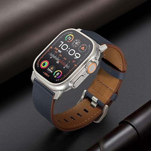 Vista 25 de UUPWPOKT Correa de cuero compatible con Apple Watch Ultra 3/2/1 Band de 1.929 in, 1.811 in, 1.772 in, 1.732 in, 1.654 in, correa de cuero genuino