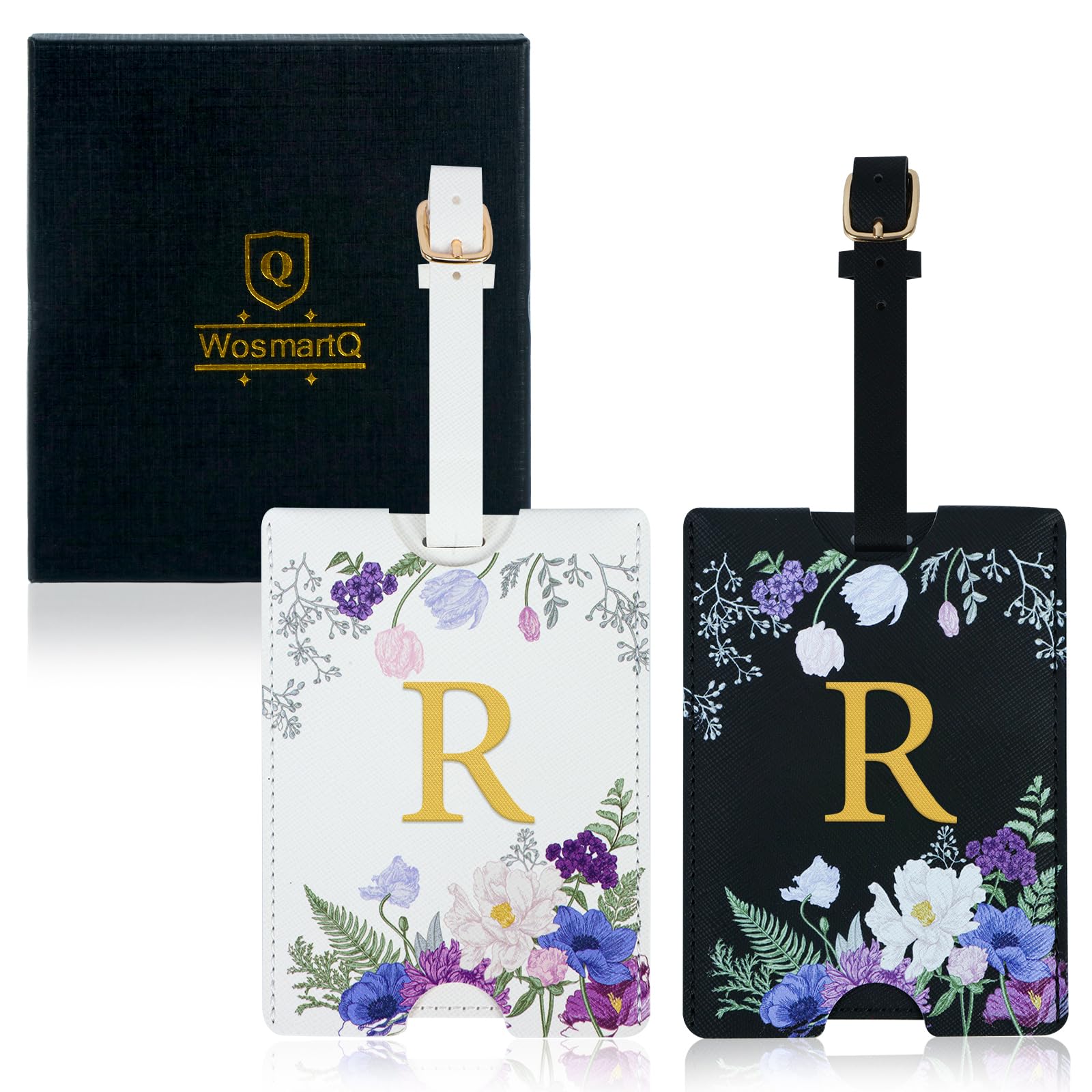 2 Pack PU Leahter Luggage Tags with PU Leather Straps, Fun Travel case Labels, Privacy-Protected ID Card Holders, Allowing for Quick Identification of