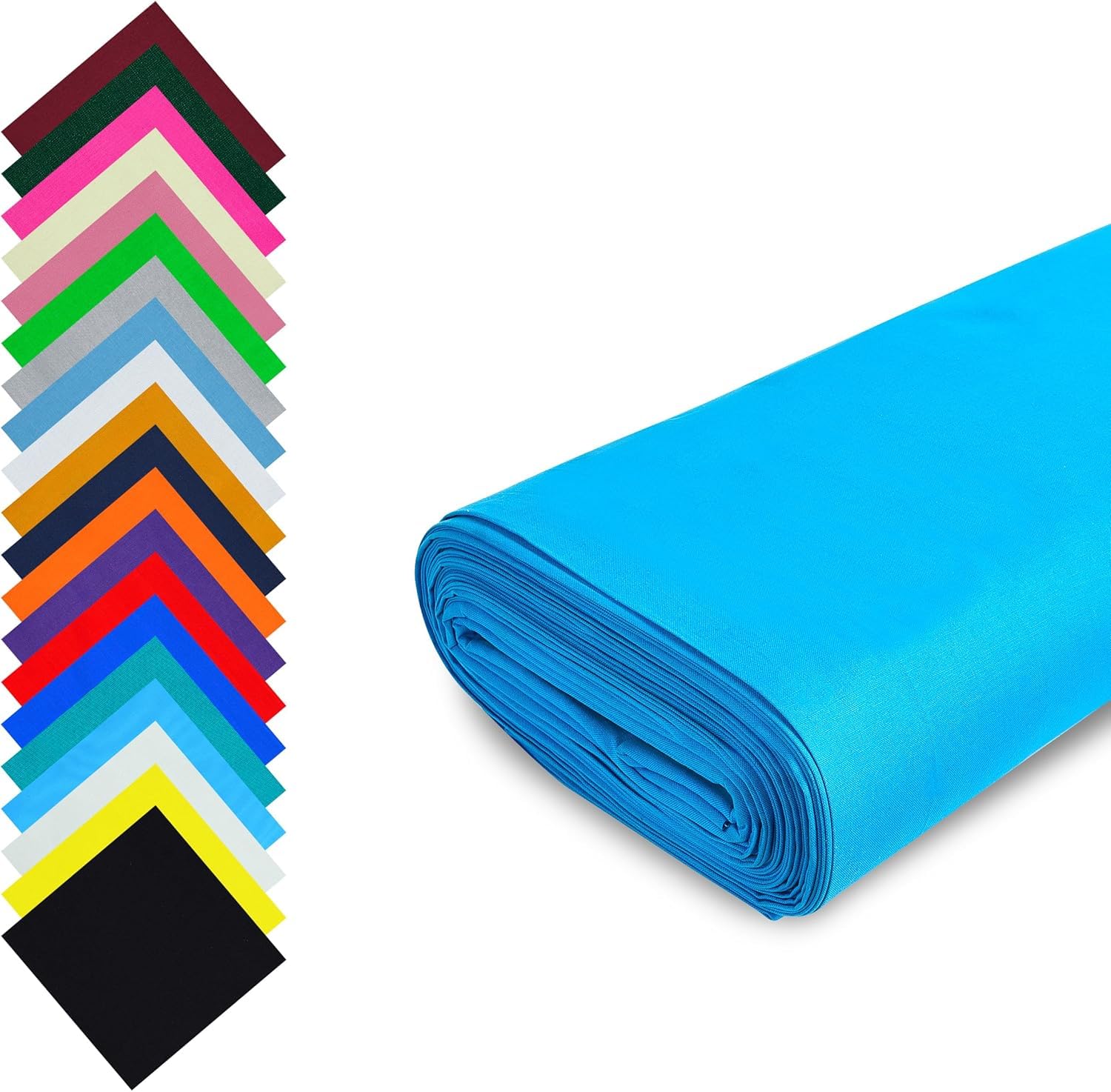 Fashion Track Turquoise Fabric Cotton by The Metre UK - 58 Inches / 147.5 cm Wide - 100% Cotton Fabric Plain - 60 Square - Available in 20 Colours and 5 Sizes (5 Metre, Turquoise)