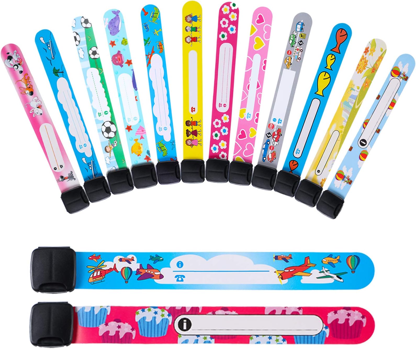 Chinco 14 Pieces Kids Safety ID Bracelets Reusable Identification Wristband Name