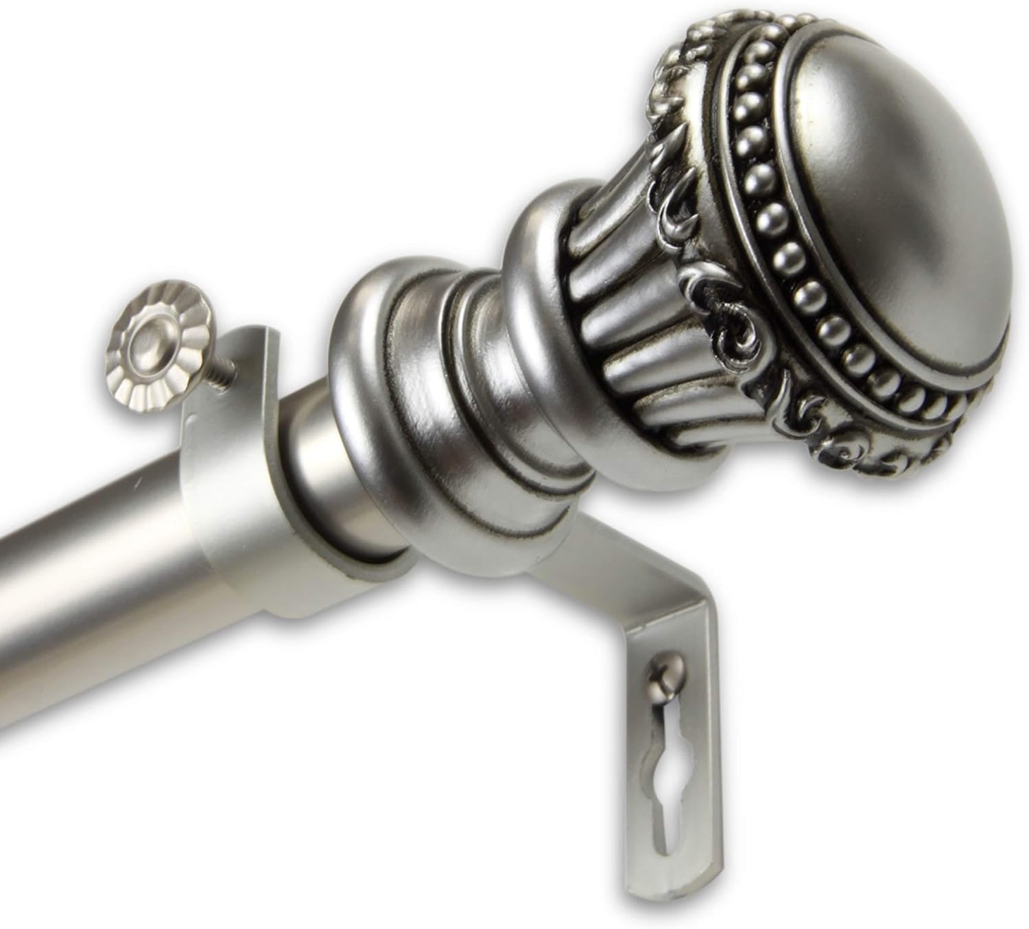 Trinity 1 inch Diameter Adjustable Curtain Rod Satin Nickel 28 to 48 inches Silver Finish