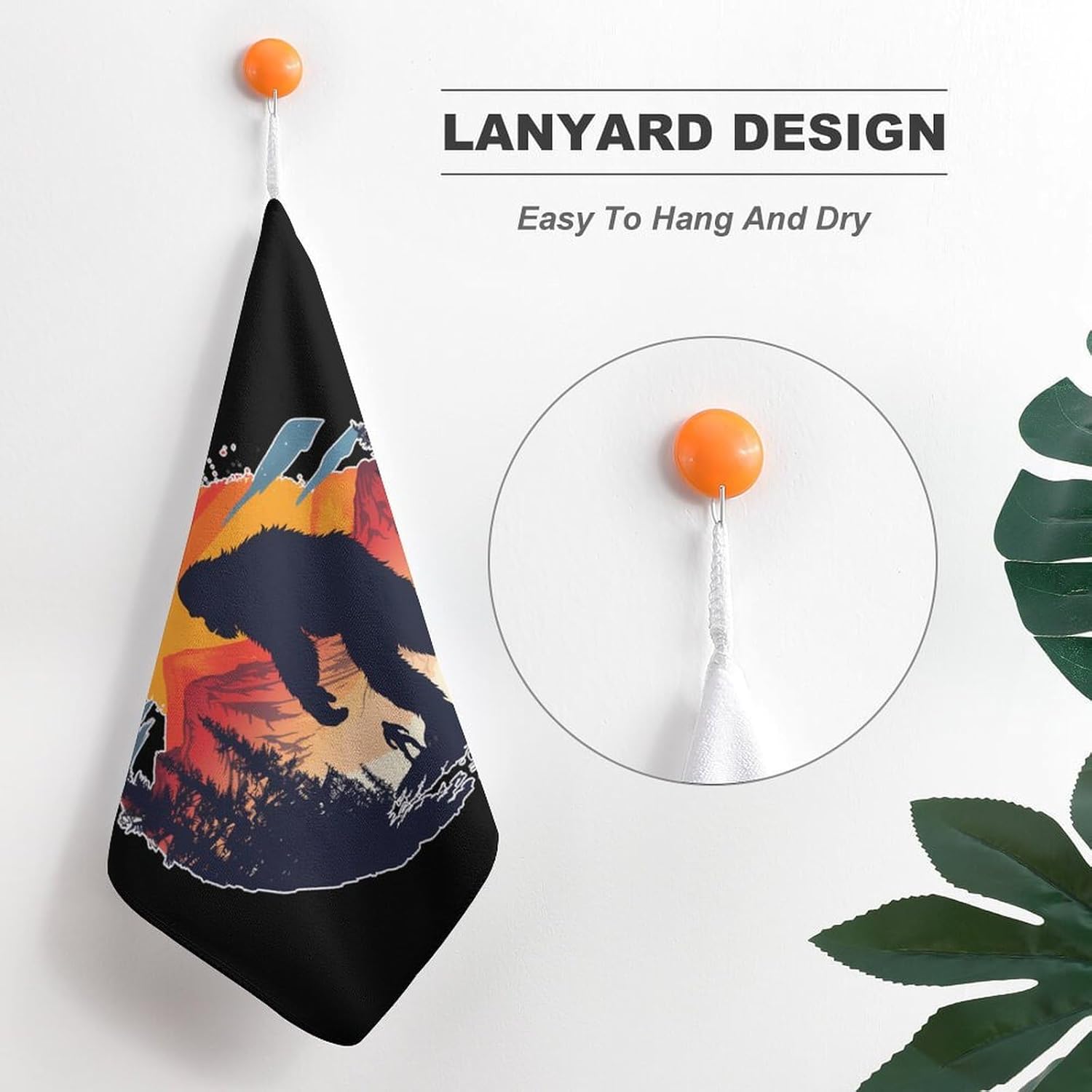 Forests Bigfoot Sasquatch Hand Towels for Bathroom Kitchen Towels Small Towel Handkerchiefs with Hanging Loop 4PCS