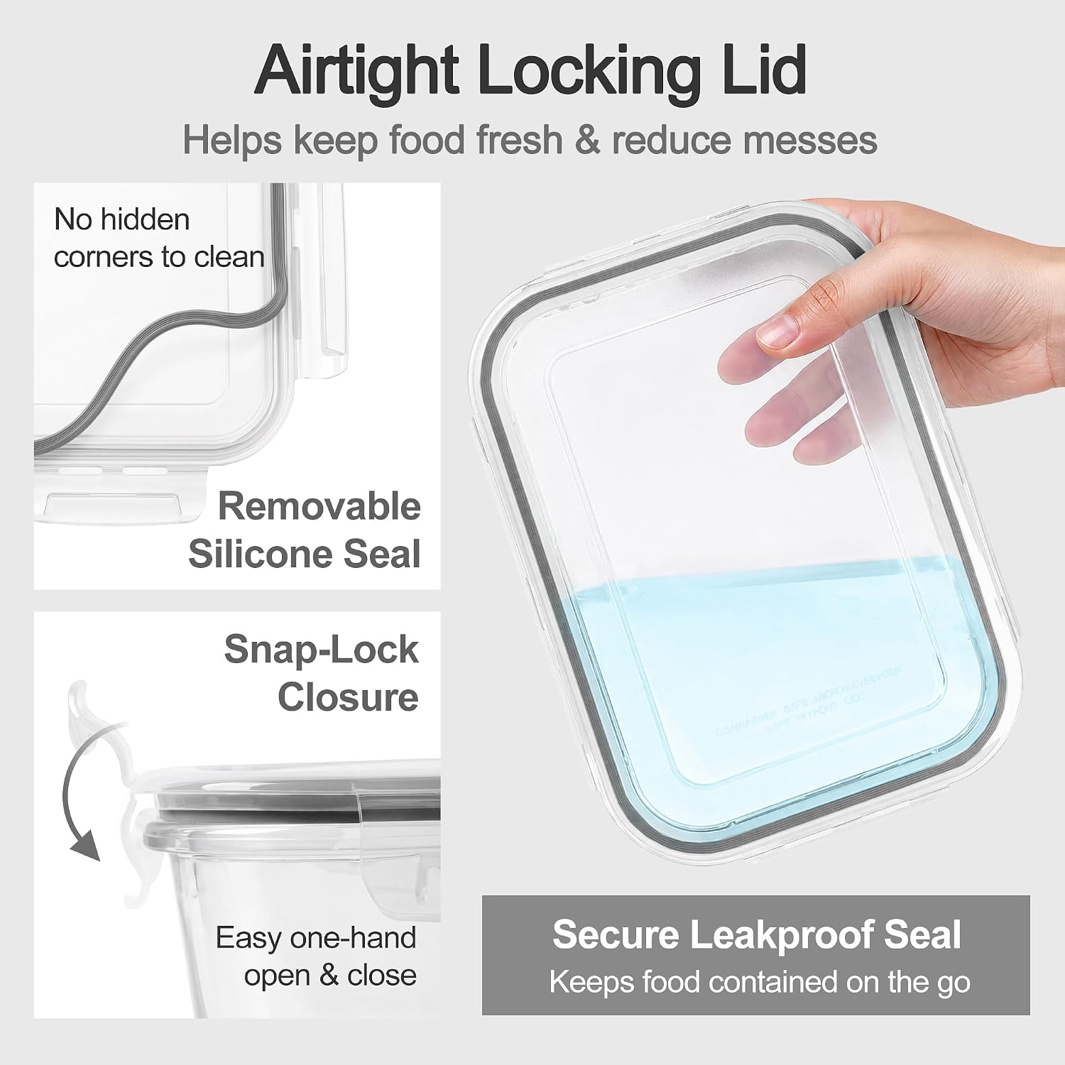 2Pack 1860ml/63oz Large Glass Storage Containers with Lids