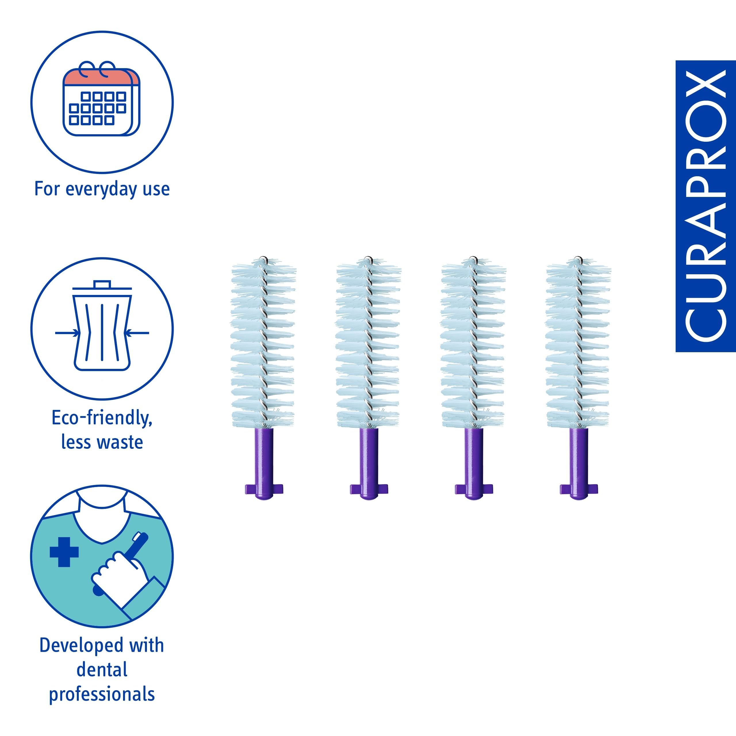 Curaprox Interdental Brush Refills CPS 408 Perio-Per ampi spazi interdentali e cura delle gengive/Filamenti ultra-fini per una pulizia delicata/Viola / 4-Pack/Progettato in Svizzera