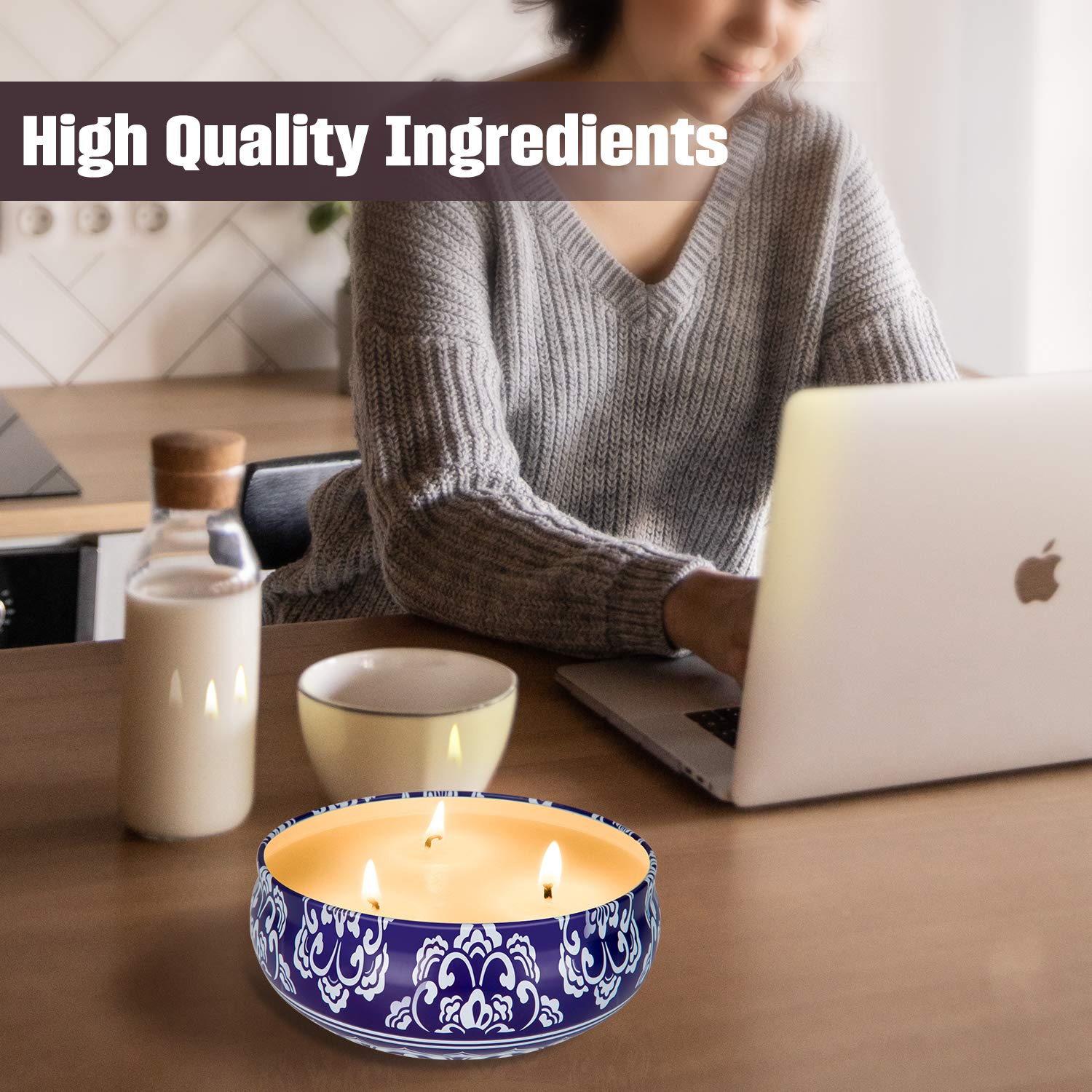 Citronella Candles - Juego de 3 velas aromáticas para exteriores e interiores (3 unidades, 3 mechas)