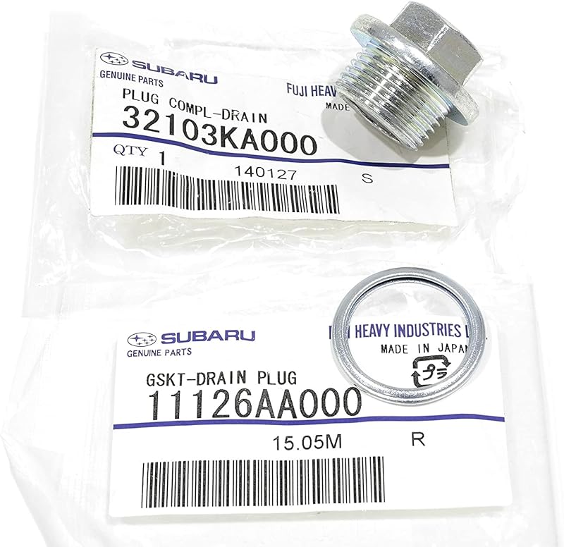 Kit de bujão magnético de drenagem de óleo e juntas Subaru 32103KA000 / 11126AA000 – 2 unidades de cada