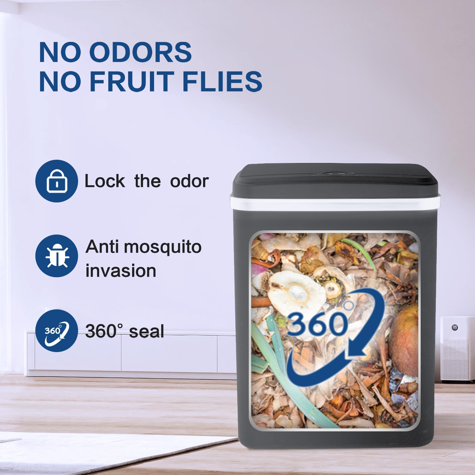 Touchless Trash Can for Bathroom, 2-Pack Small Automatic Trash Can for Bathroom Kitchen Bedroom, Electric Motion Sensor Garbage Can, 3.5 Gallon,Black