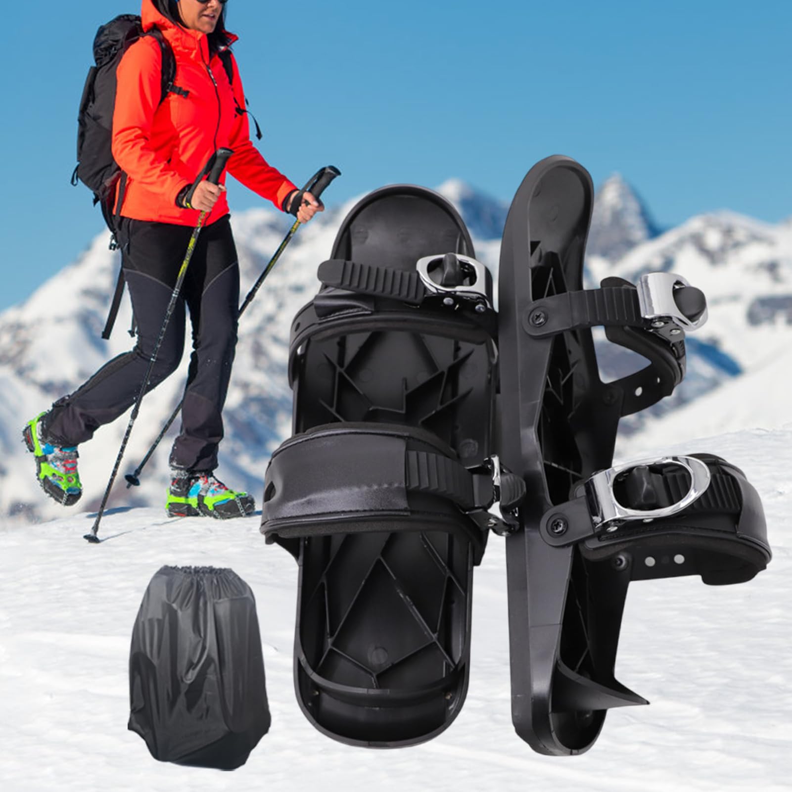 Snowblades Ajustables para Adultos - Miniesquís Cortos para Descenso y Freestyle | Compatibles con Cualquier Bota de Invierno | Ligeros y Portátiles, Ideales para Principiantes
