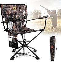 Vista 13 de Goplus Silla de caza giratoria de 360°, silla ciega plegable para adultos con portavasos y bolsa de transporte, sillas de camping ligeras