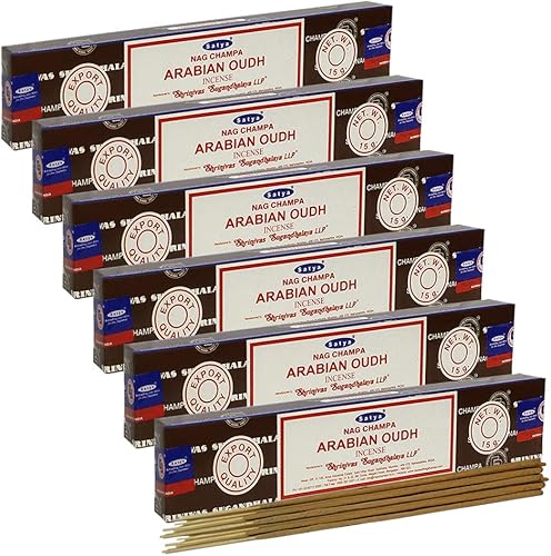 Vista 92 de Satya Sai Baba Nag Champa - Varitas de incienso de 0.53 oz y soporte - Paquete de 6 (aproximadamente 90 varillas)