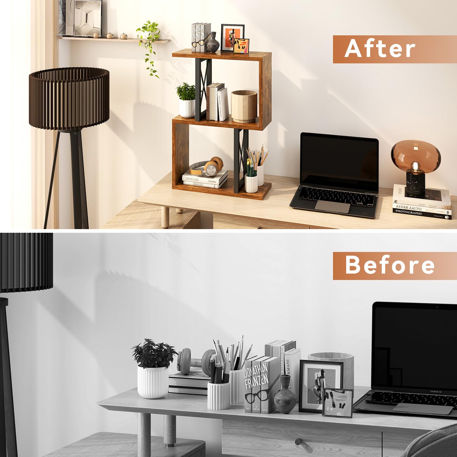 IBUYKE Étagère de Bureau, étagère à Livres à 3 Niveaux, Rangement pour Bureau/dortoir, étagère de Bureau Solide TMZ011H