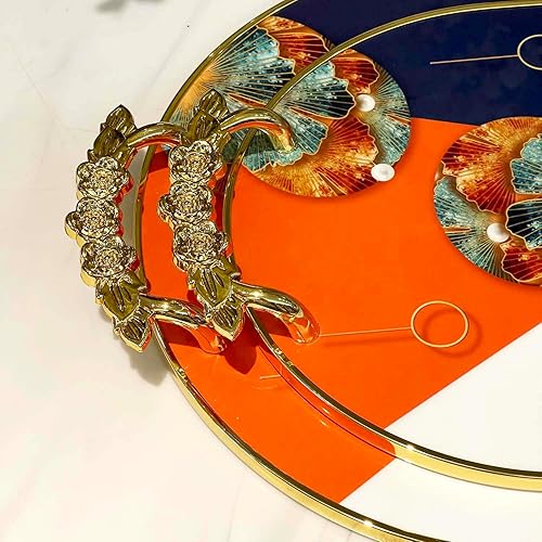 Miniatura 3 de Zosenley Bandeja decorativa, juego de 2 bandejas de plástico con asas doradas, bandeja ovalada de tocador para baño, cocina, otomana y mesa de café