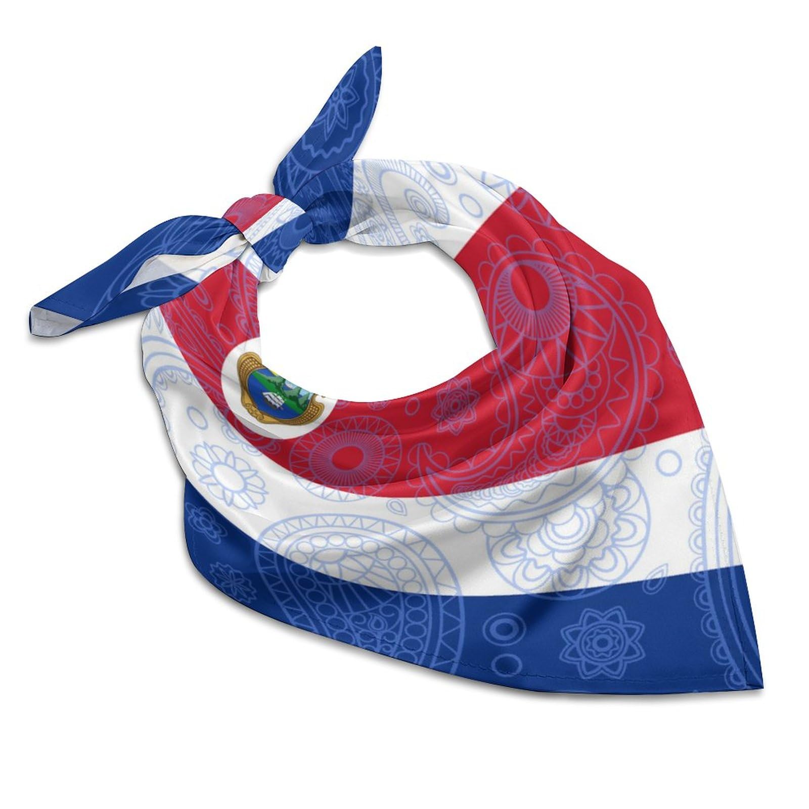 Costa Rica Paisley Flag Fashion Square Neck Scarf Head Kerchief Hair Bandana Headscarf for Women