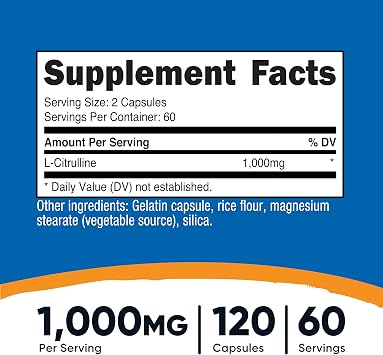 Nutricost L-Citrulline 500mg, 120 Capsules - Gluten Free, Non-GMO, 1000mg Per Serving (60 Serv)