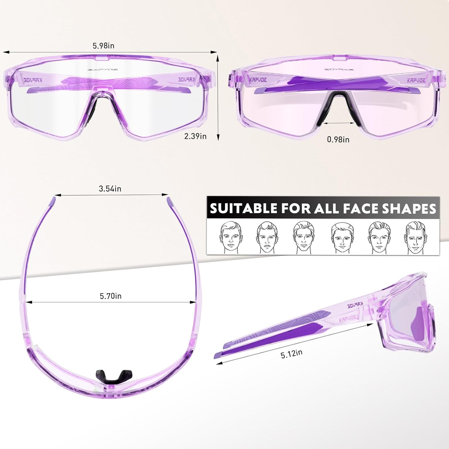 KAPVOE Photochromic Cycling Glasses Men Women Clear Mountain Bike Sunglasses MTB Sports Transition Triathlon Running - K93 - Image 4