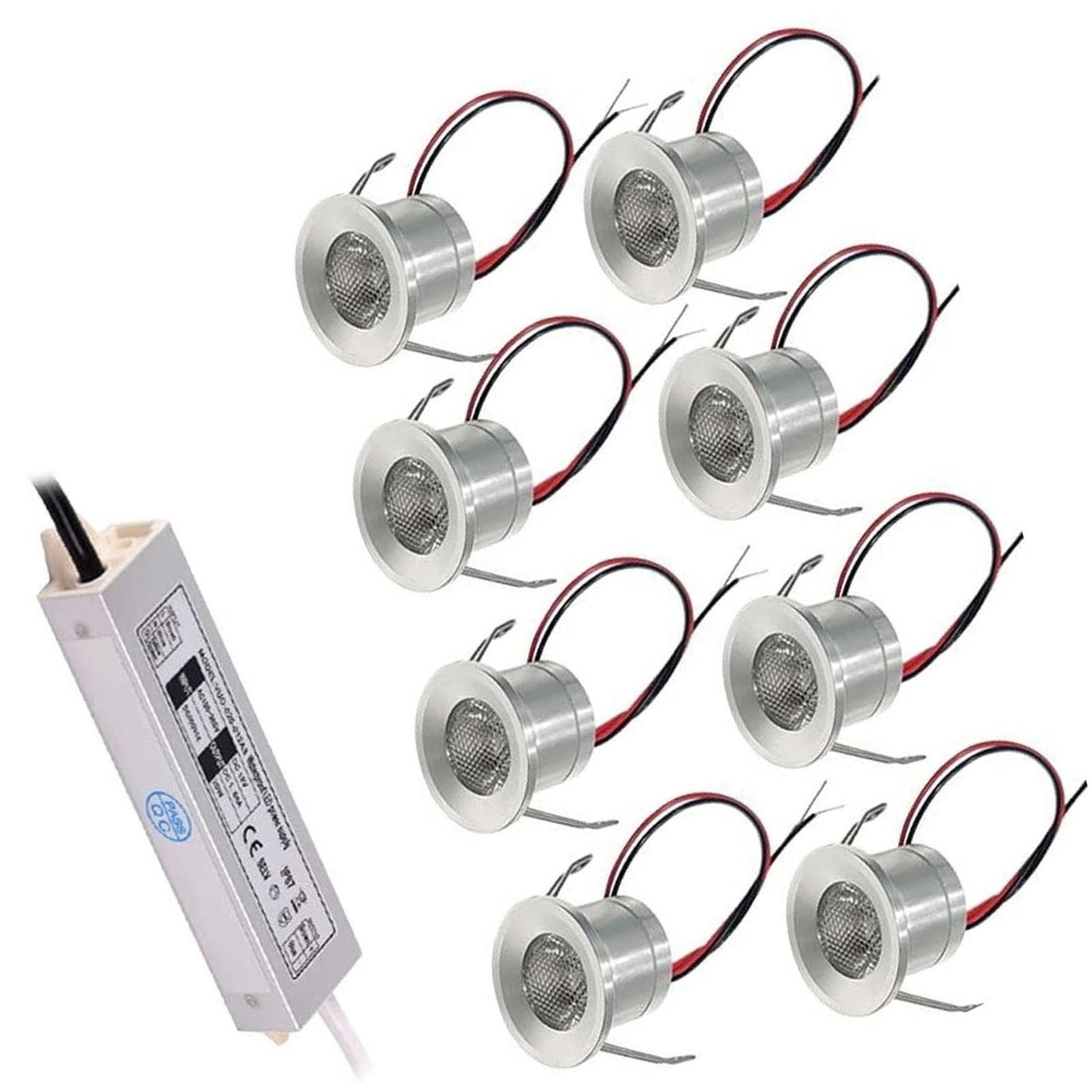 8 Piezas Foco De Luz LED - Mini Foco LED, Luz De Techo Y Pared De Fondo Oculta De 12V CC, Luz Empotrada Para Escaleras Resistente Al Agua IP65, Para Vitrinas Armarios(Neutral White 4000k)