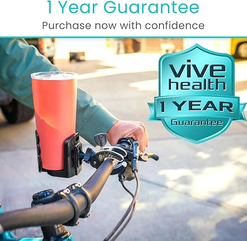 Miniatura 9 de Vive Portavasos XL - para andador, rodillo, silla de ruedas, scooter de movilidad eléctrica, cochecito, bicicleta y silla, soporte ajustable para