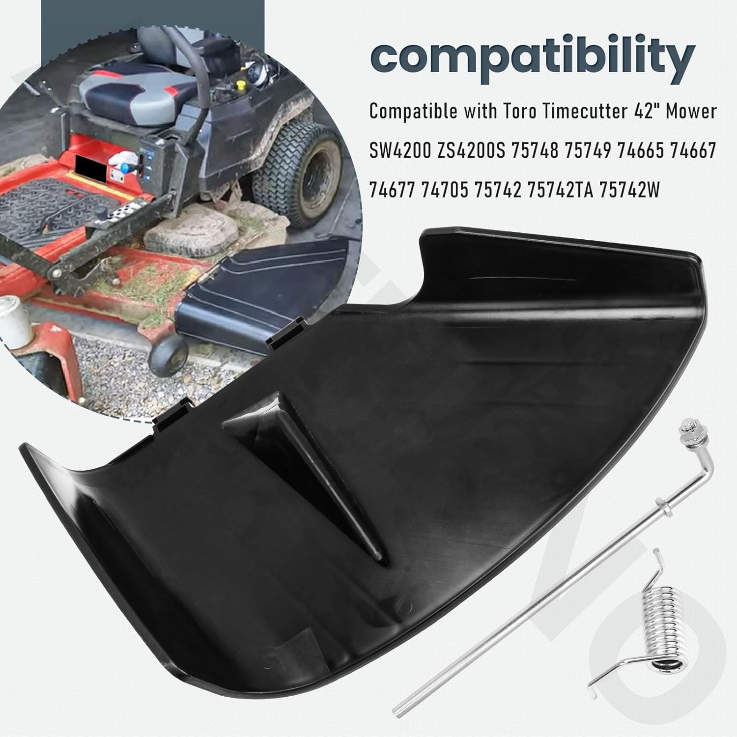 AMTHKNO 137-7046 Deflector Chute for Toro Exmark Quest Time-Cutter E-Series 42" Mower 75742W 74705 75742TA 75748 75749 SW4200 ZS4200S 75742 74665 74667 74677 74711, Inclusion Mounting Hardware