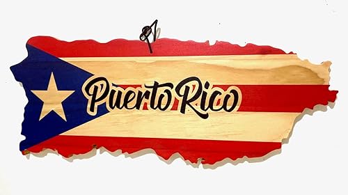Tabla de cortar de madera con forma de bandera de Puerto Rico y bandeja decorativa puertorriqueña para decoración de pared, decoración del hogar,