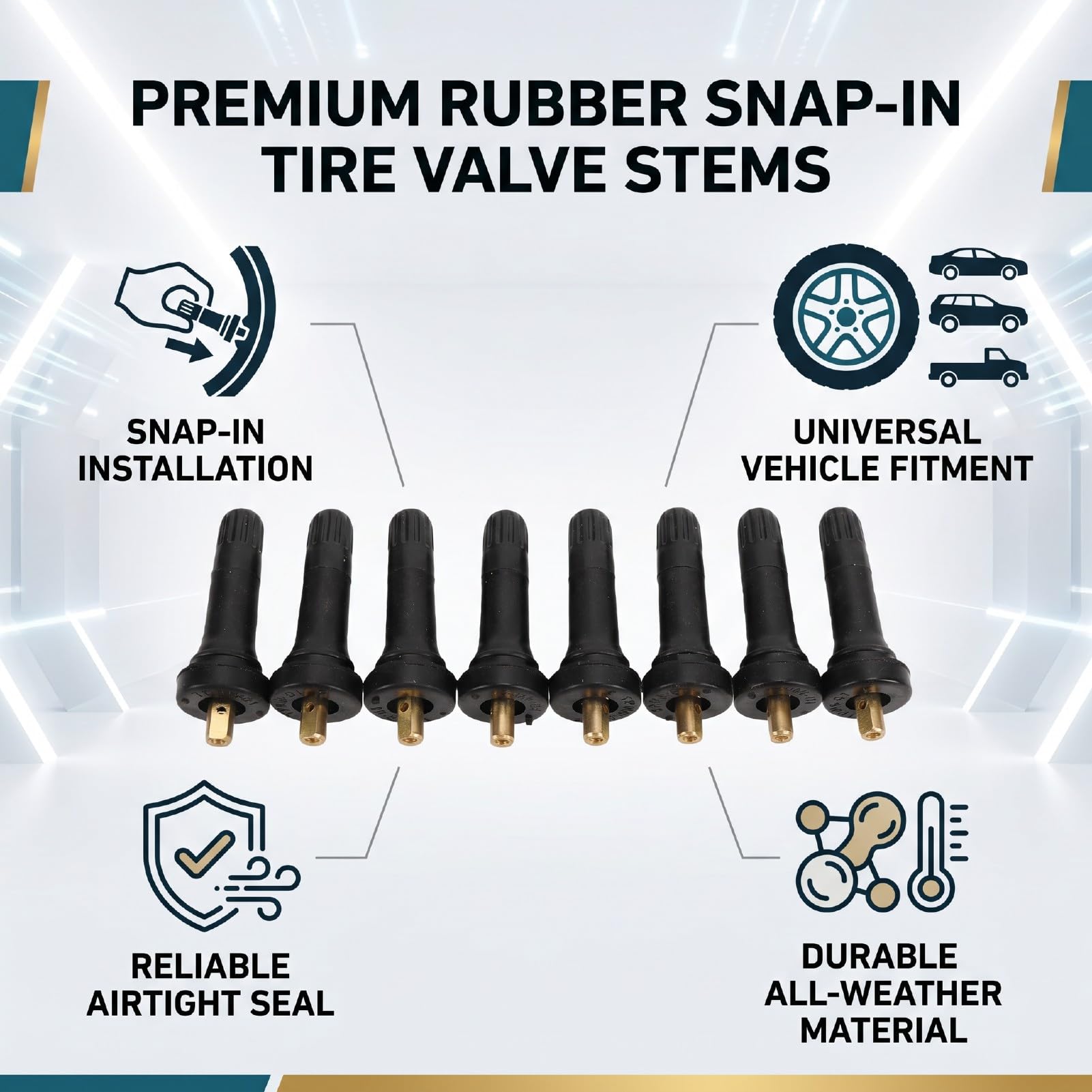 Paquete de 100 Vástagos de Válvula de Neumático, Kit de Vástago de Válvula de Sensor de Presión de Neumáticos, Reemplazo de Caucho para G5 2007-2010, G6 2008-2010, G8 2008-2009