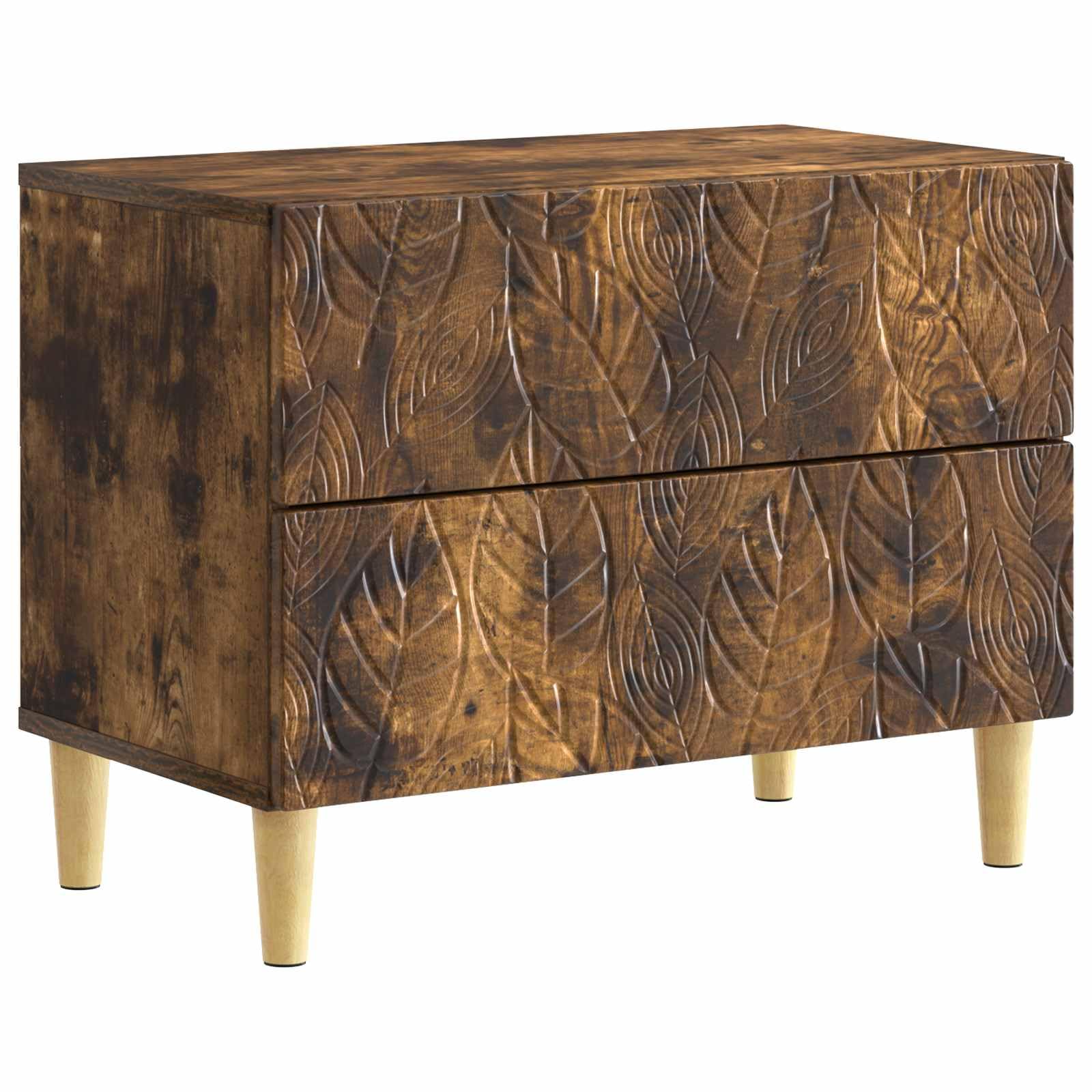 Table de chevet chêne fumé 62x34.5x48 cm, meuble de nuit moderne et rectangulaire pour chambre