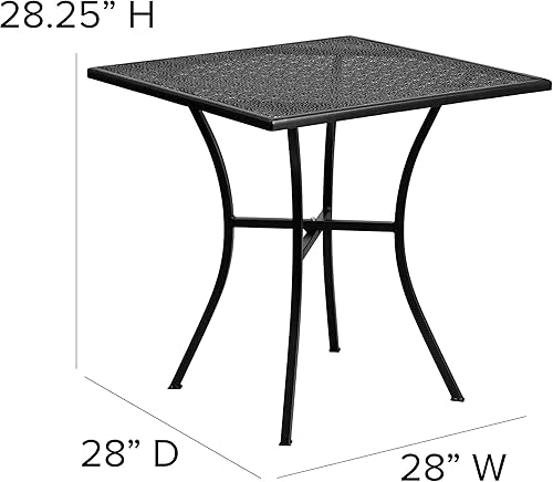 Miniatura 3 de Flash Furniture - Mesa plegable de acero para interiores y exteriores de acero negro cuadrado de grado comercial