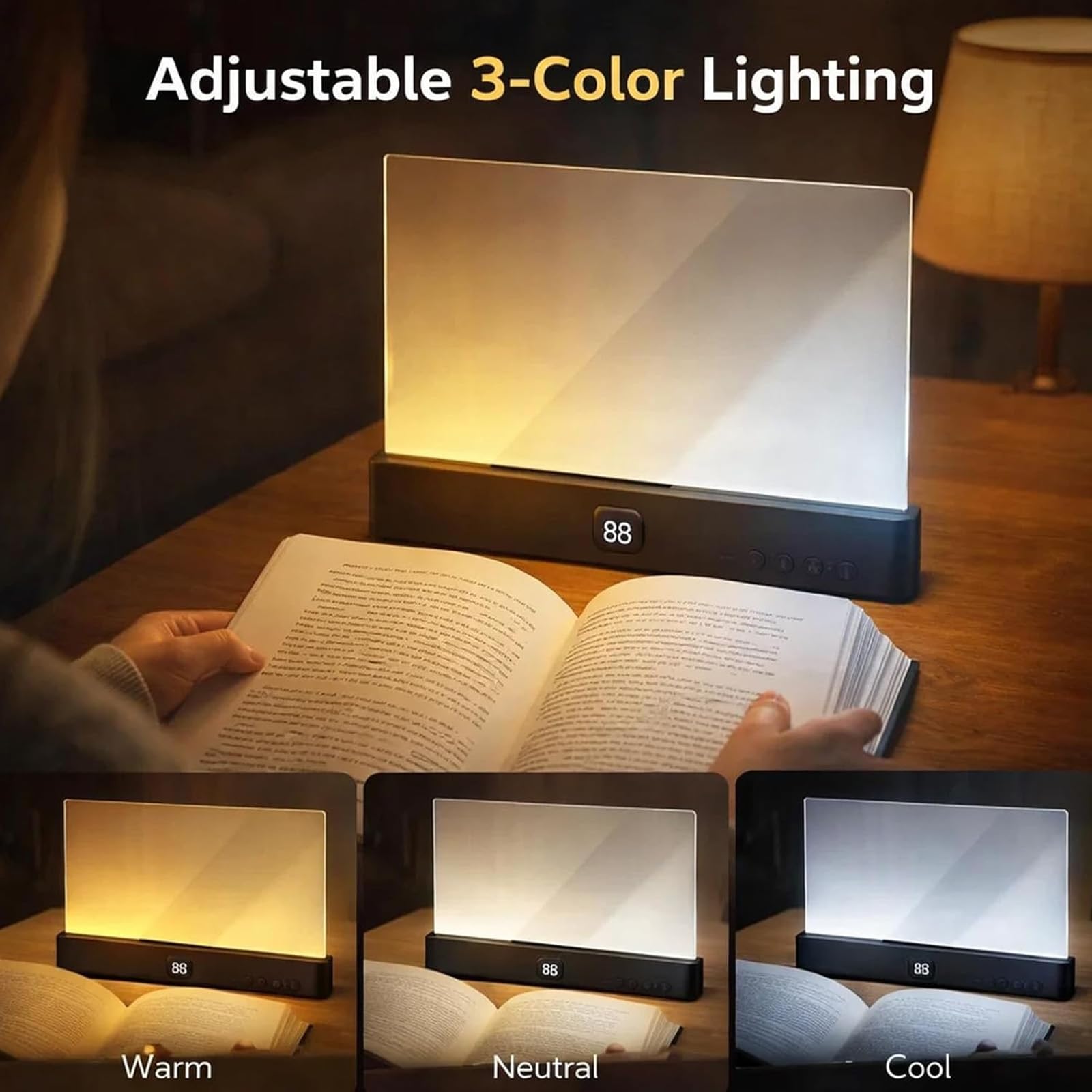 Luz Para Leer Libros En La Cama,Reading Light,Luces planas Inteligentes para leer Por la Noche,Genérico Smart LED Book Light,Luces Planas para Libros,para lectores,Hogar,Viajes,Oficina,Escuela