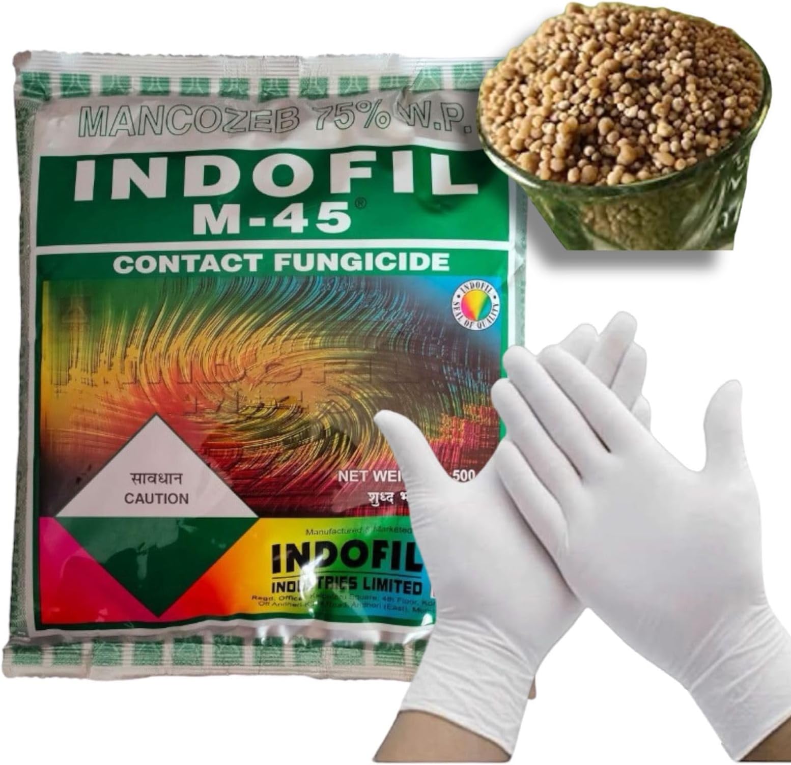 - INDOFIL M-45 FOR PLANTS(100gm)+DAP (300gm) WITH GLOVES.