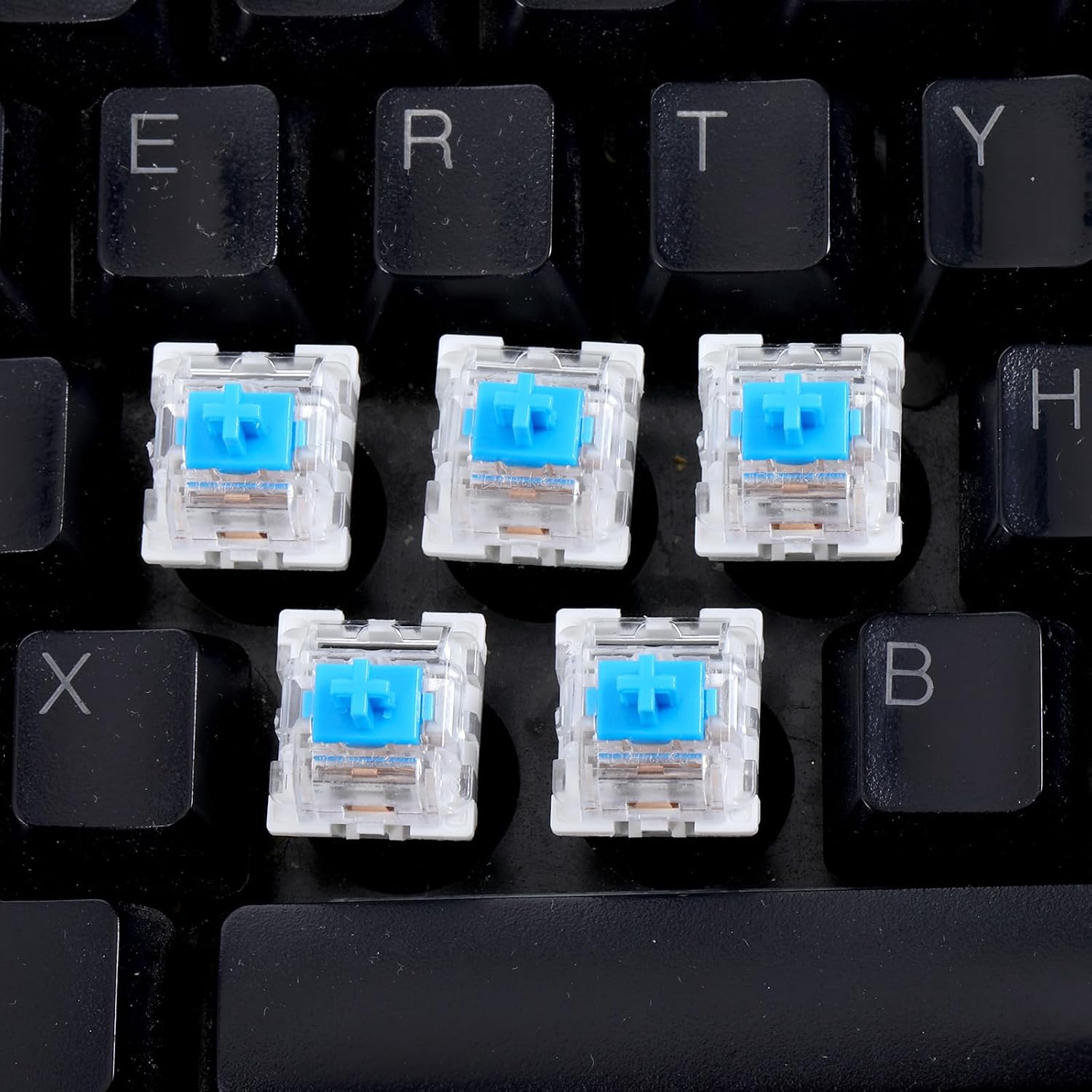 72 PCS Mechanical Keyboard Switch 3 Pin Keyboard Clicker Blue Switch Replacement for LED Mechanical Gaming Keyboards