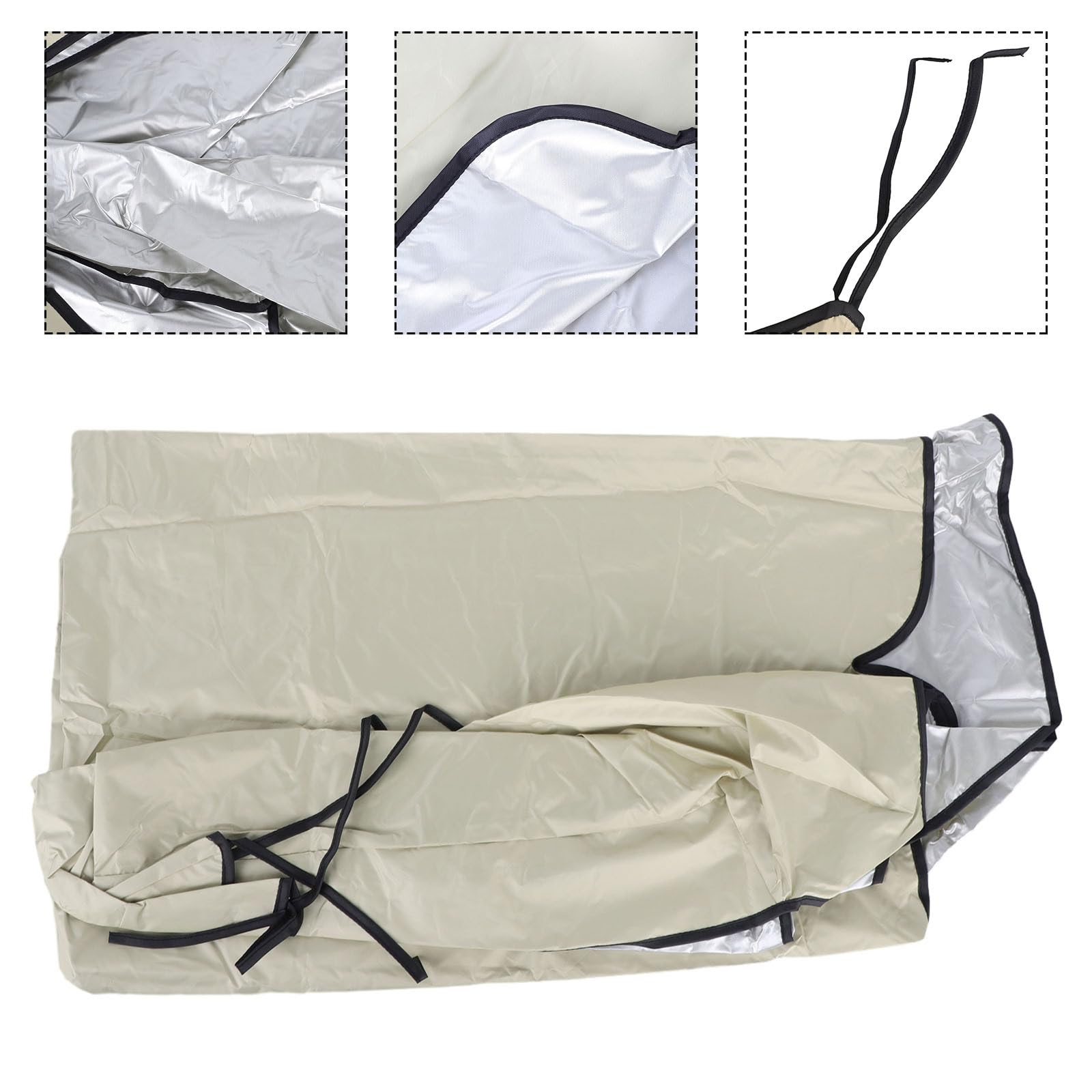 Copertura per Altalena da Giardino, 150 cm Copertura di Ricambio per Panca da Giardino, Impermeabile e Antistrappo Copertura per Sedia da Esterno, Adatto per Sedie a Dondolo da 2 e 3 Posti, Beige