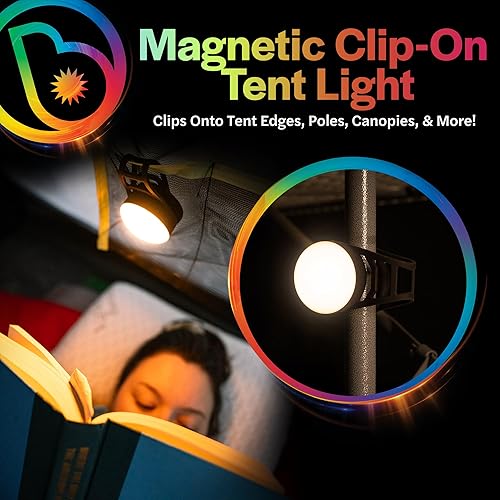 Miniatura 2 de Brightz SiteBrightz - Luz LED para tienda de campaña, clips magnéticamente en los bordes de la tienda de campaña, luces de campamento recargables