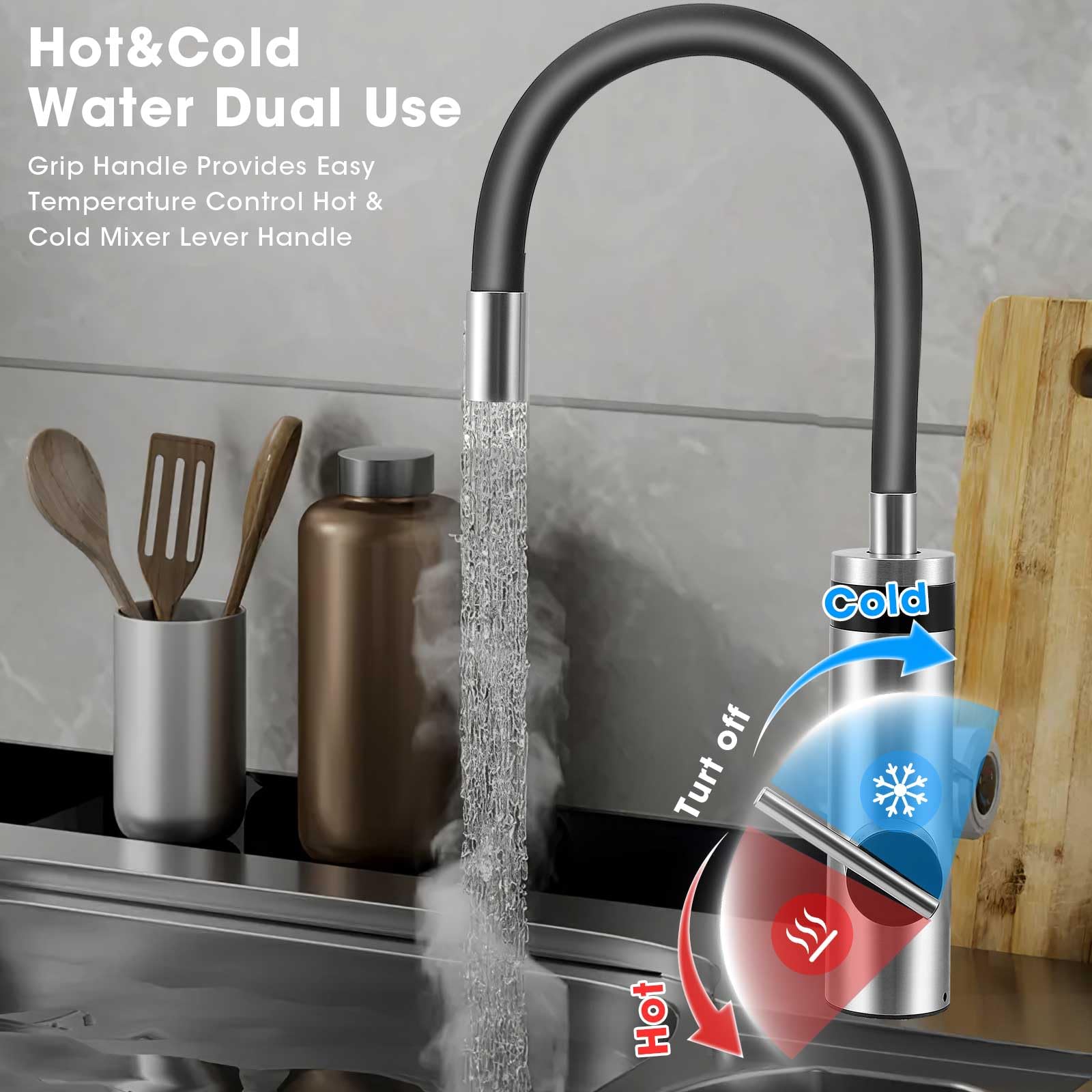 Elektrische waterkraan, doorstroomboiler, snelle boiler met Elektrische waterkraan, doorstroomboiler, snelle boiler met