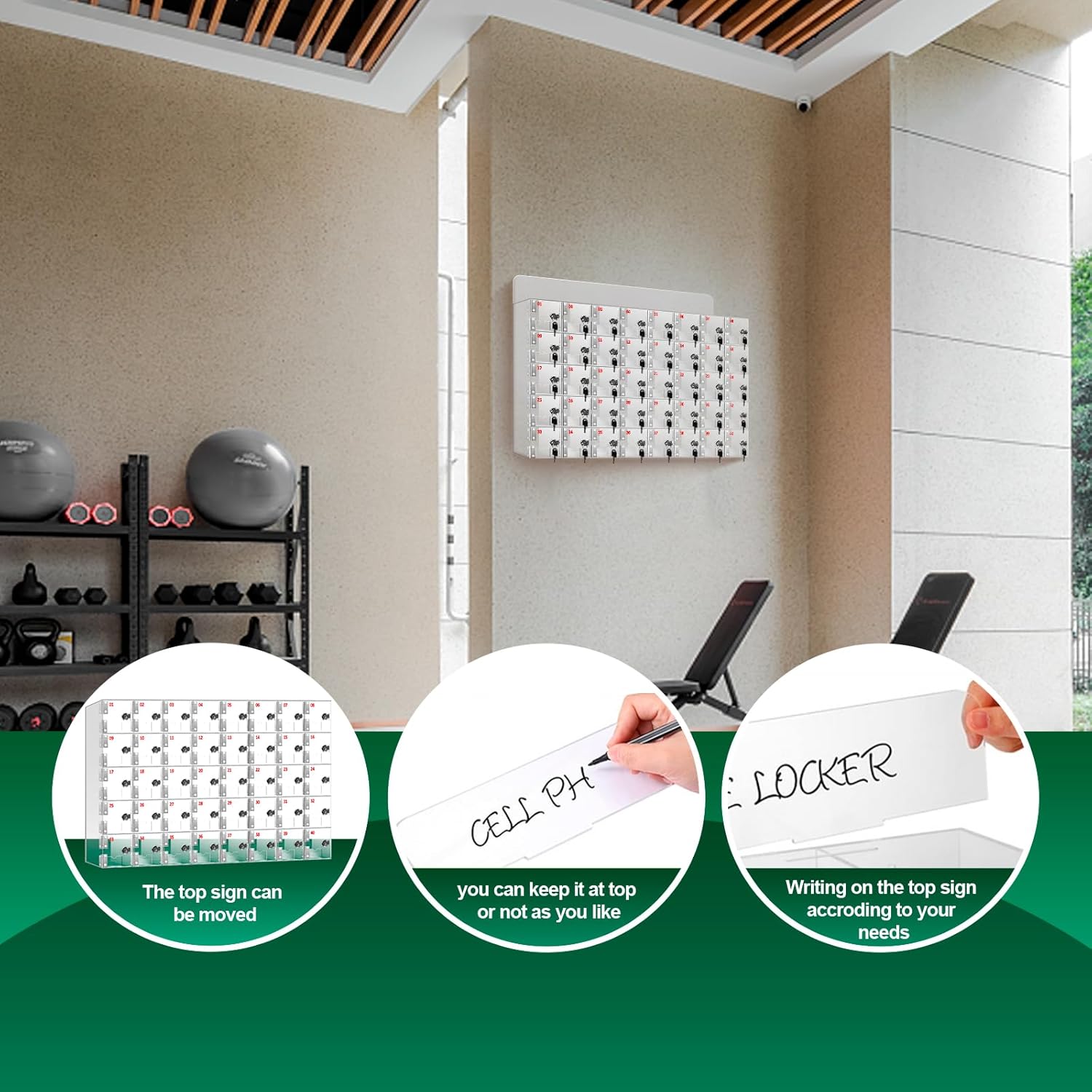 40 Slots Cell Phone Locker, Acrylic Phone Locker with Independent Locks and Keys, No Assembly Required, Wall-Mounted Phone Jail Storage Cabinet for School, Office, Gym (33 x 7 x 21 inches)